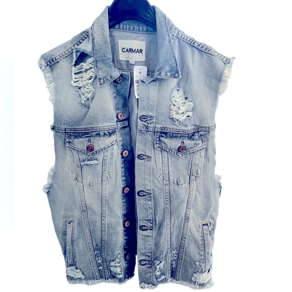 LF Carmar distressed denim vest